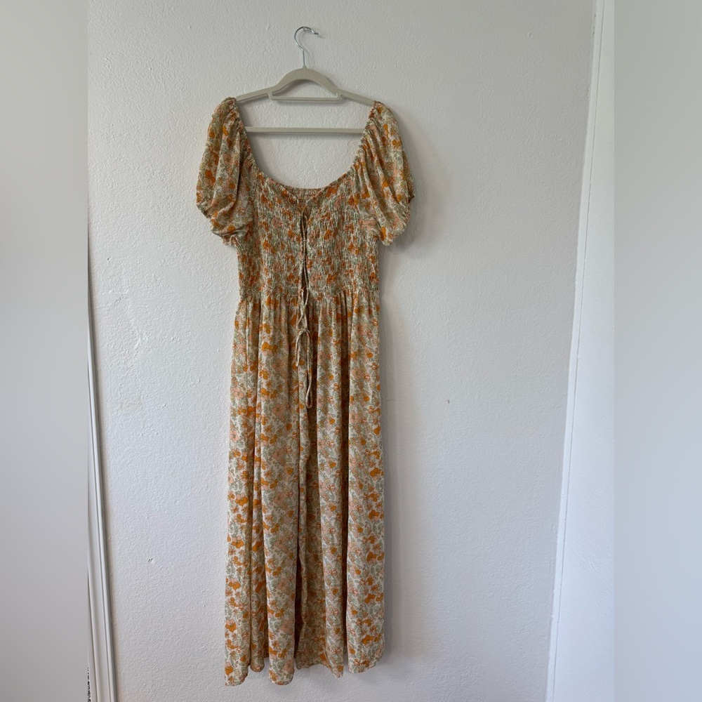Floral Maxi Dress, Size 2X, Orange,Cream, & Green - Picture 2 of 10